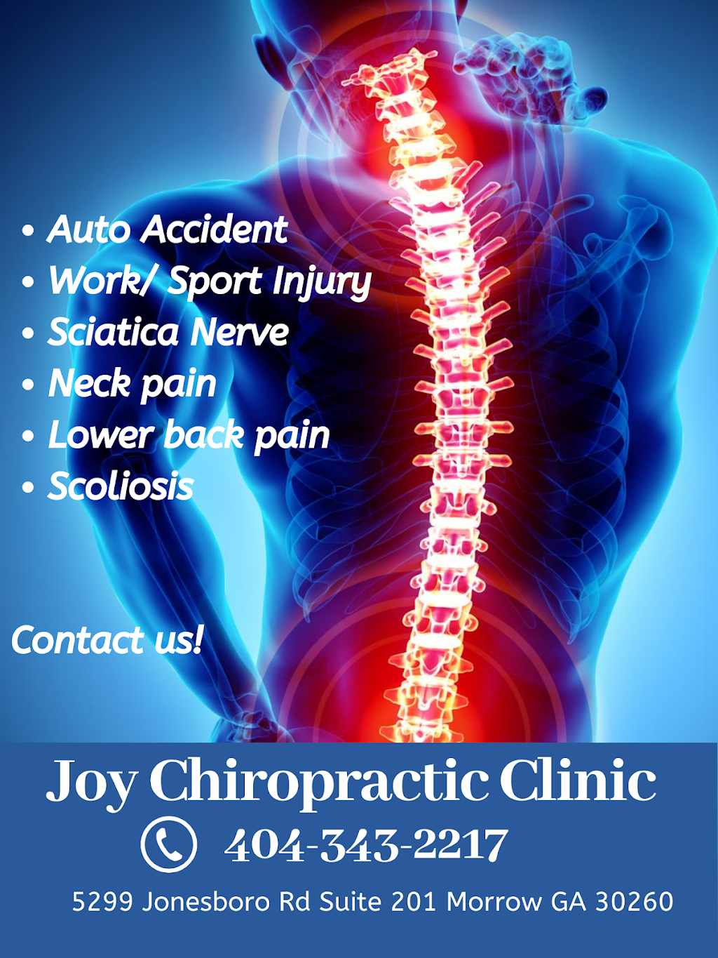 Joy Chiropractic | 5299 Jonesboro Rd suite 201, Morrow, GA 30260, USA | Phone: (404) 343-2217