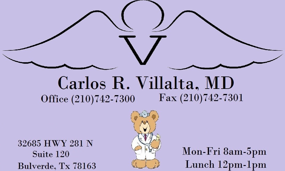 Carlos R Villalta, MD Pediatric Clinic | 32685 US-281 #120, Bulverde, TX 78163, USA | Phone: (210) 742-7300