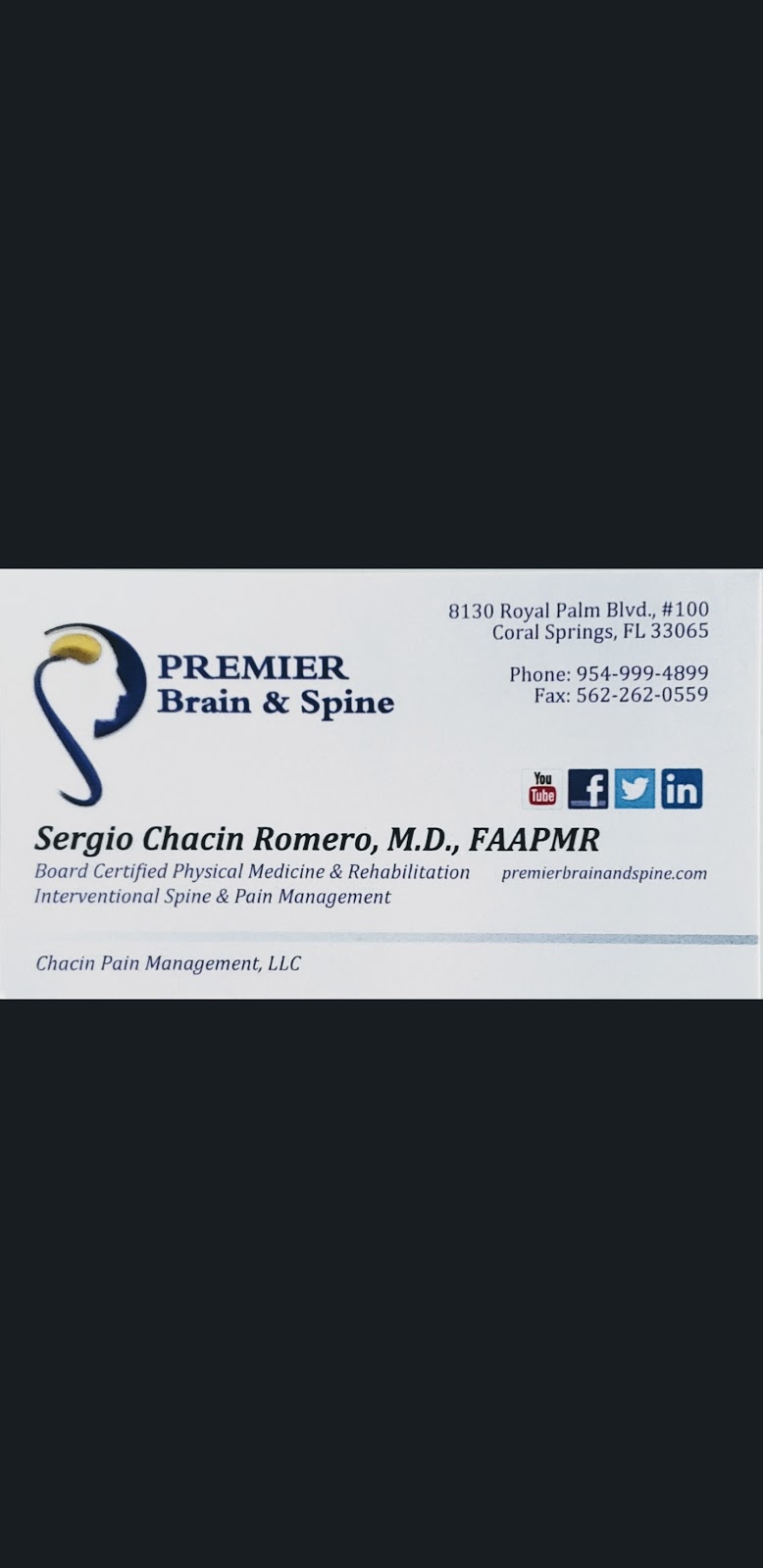 Sergio Chacin Romero, M.D. | 8130 Royal Palm Blvd Suite 100, Coral Springs, FL 33065, USA | Phone: (954) 999-4899