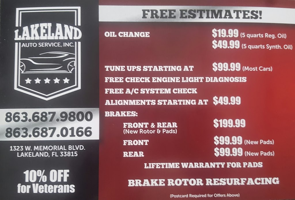 Lakeland Auto Service inc. | 1323 W Memorial Blvd, Lakeland, FL 33815, USA | Phone: (863) 687-9800