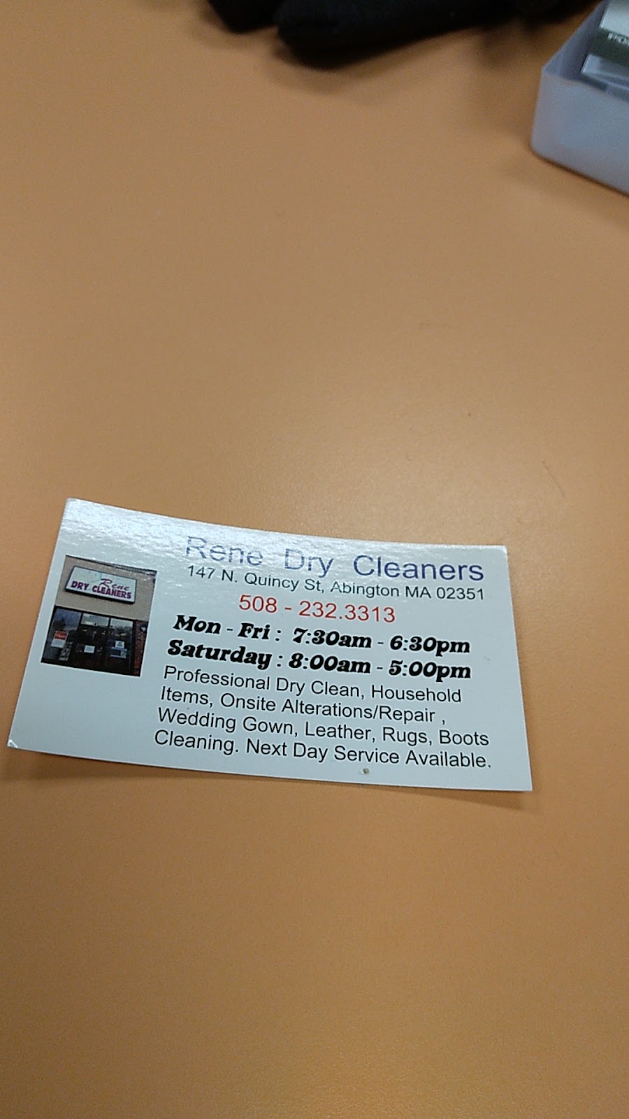 Rene Dry Cleaners | 147 N Quincy St Suite 4, Abington, MA 02351, USA | Phone: (508) 232-3313