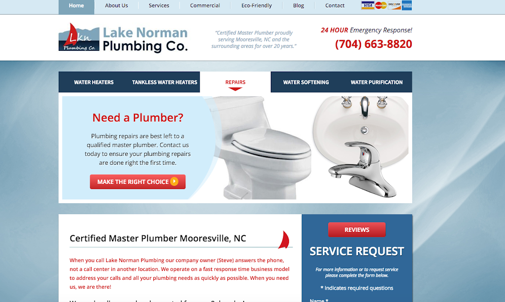 Lake Norman Plumbing Co. | 568 Bluefield Rd, Mooresville, NC 28117, USA | Phone: (704) 663-8820