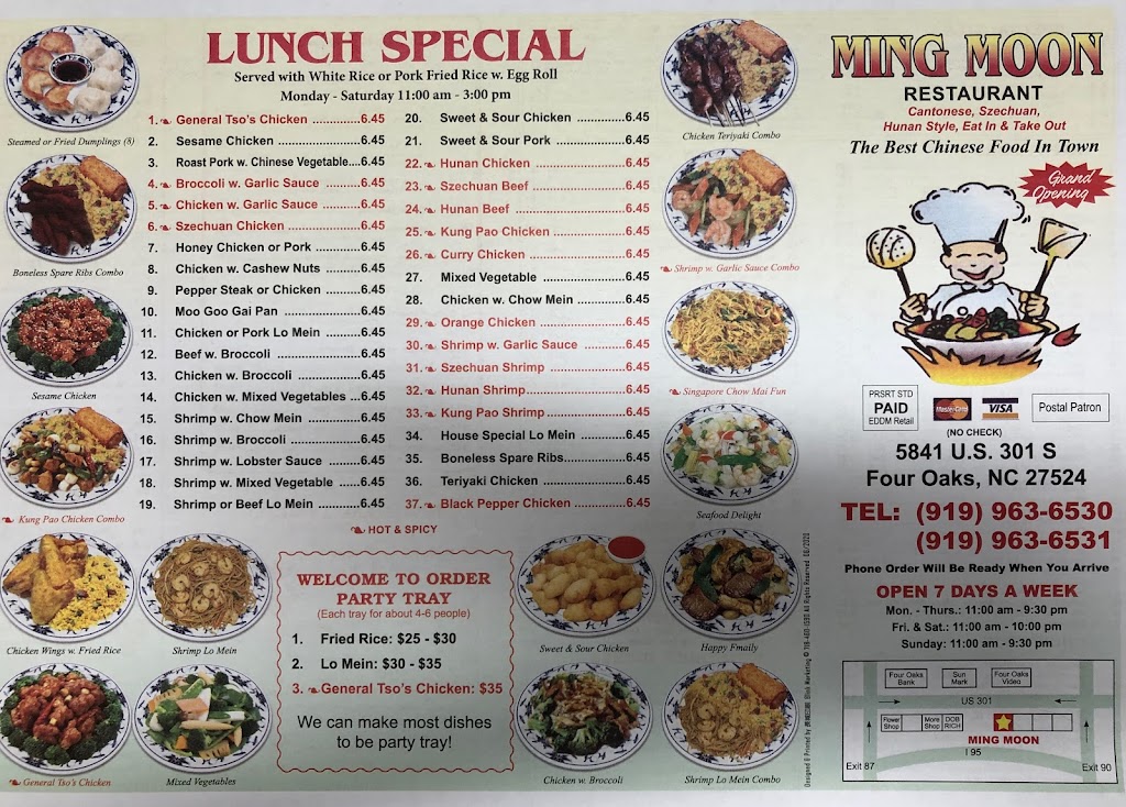 Ming Moon Chinese Restaurant | 5841 U.S. Hwy 301 S, Four Oaks, NC 27524, USA | Phone: (919) 963-6530