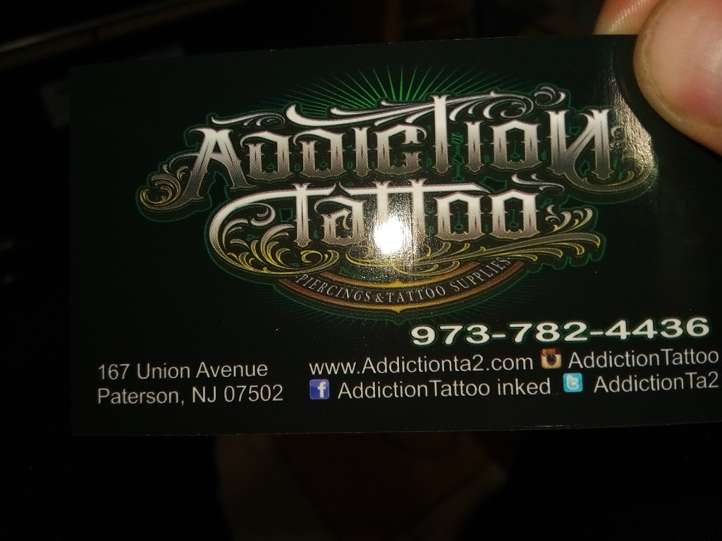 Addiction Tattoo | 167 Union Ave, Paterson, NJ 07502 | Phone: (973) 782-4436