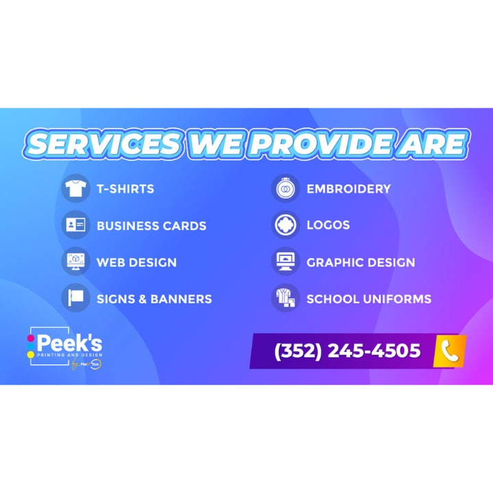 Peeks Printing | 11012 SE 62nd Ave, Belleview, FL 34420, USA | Phone: (352) 364-4403