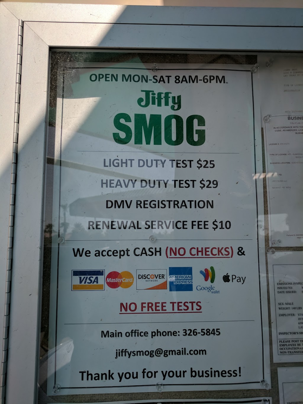 Jiffy Smog | 6390 N Durango Dr, Las Vegas, NV 89149, USA | Phone: (702) 742-3563