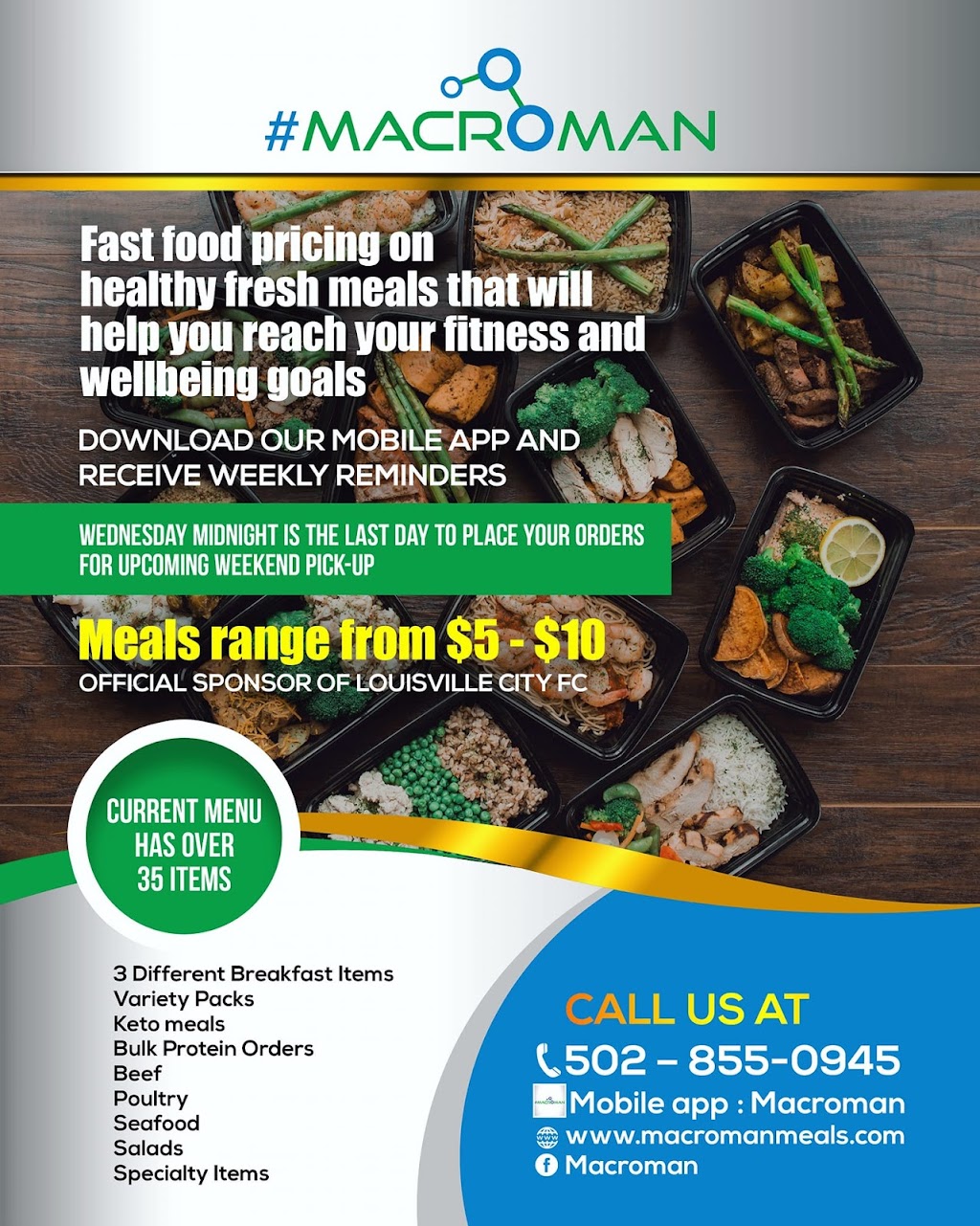 Macroman Meals | 1812 W Muhammad Ali Blvd, Louisville, KY 40203, USA | Phone: (502) 289-6464