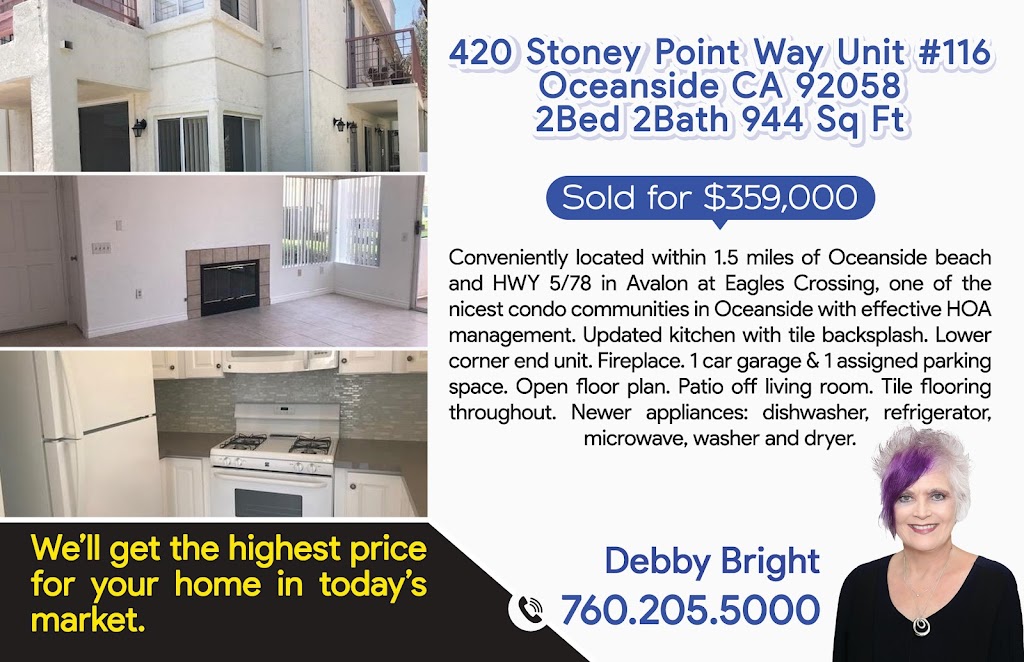 Debby Bright, Real Estate Broker | 1200 Pinehurst Dr, Oceanside, CA 92057, USA | Phone: (760) 205-5000