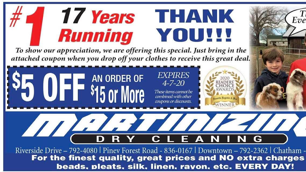 Martinizing Dry Cleaning | 865 Piney Forest Rd, Danville, VA 24540, USA | Phone: (434) 836-0167