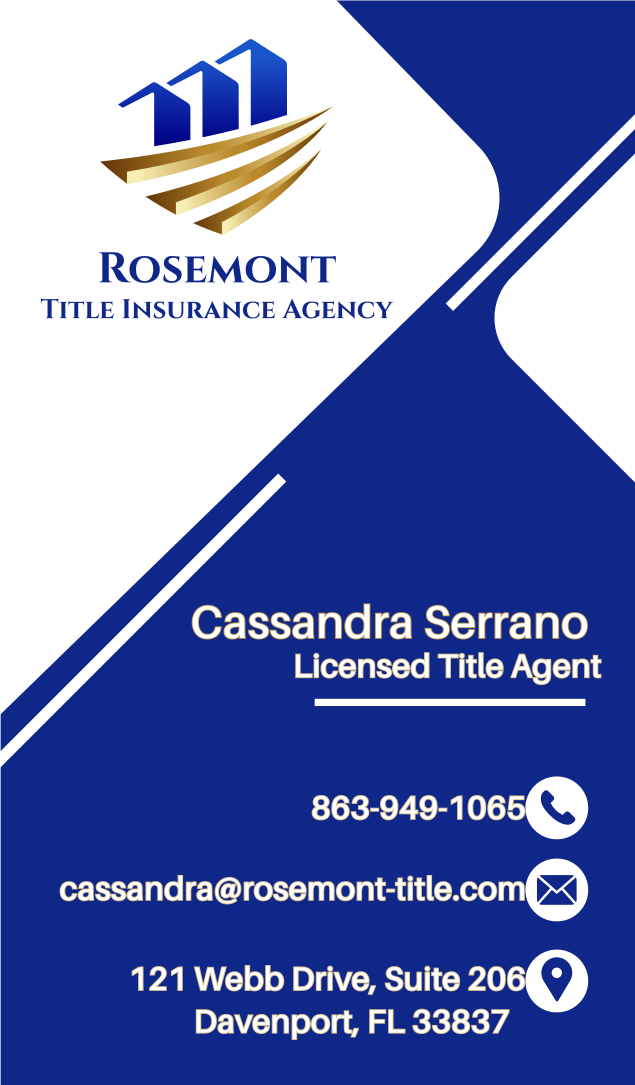 Rosemont Title Insurance Agency, LLC | 121 Webb Dr Suite 206, Davenport, FL 33837, USA | Phone: (863) 949-1065
