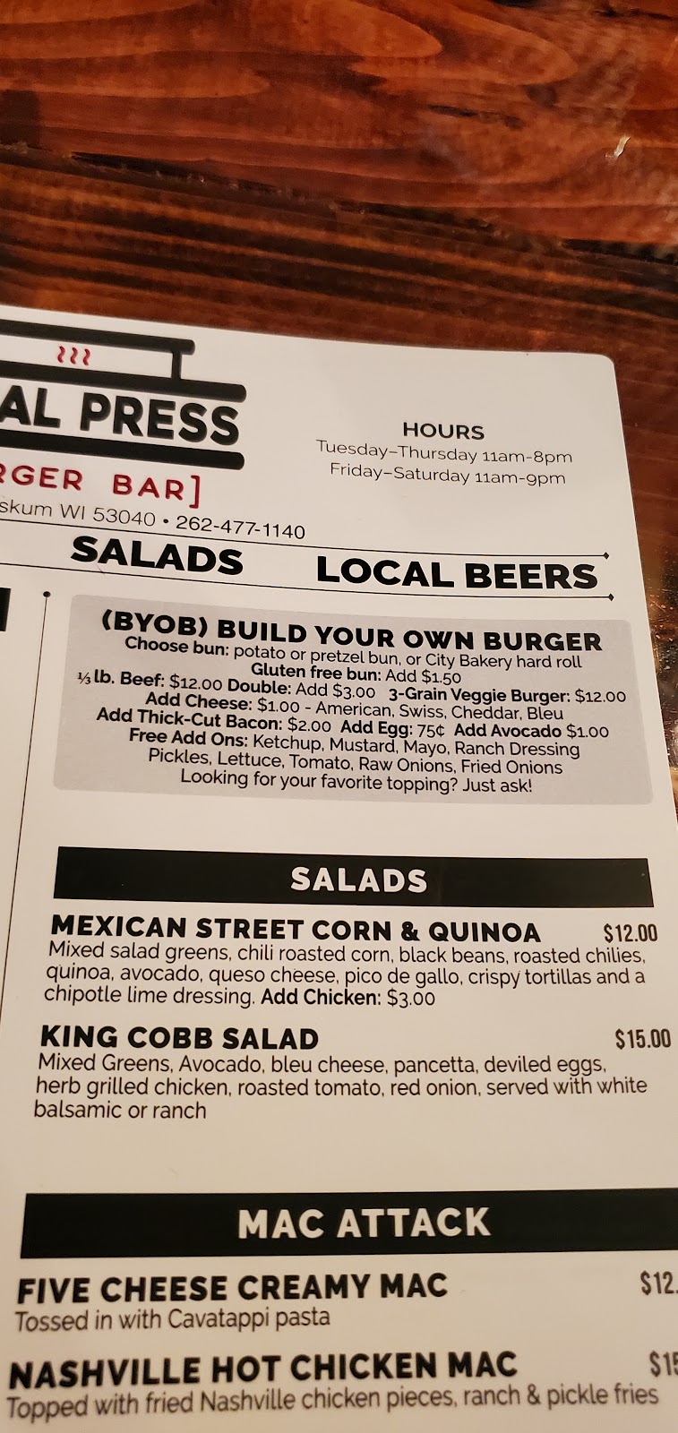 Local Press Burger Bar | 143 Main St, Kewaskum, WI 53040, USA | Phone: (262) 477-1140