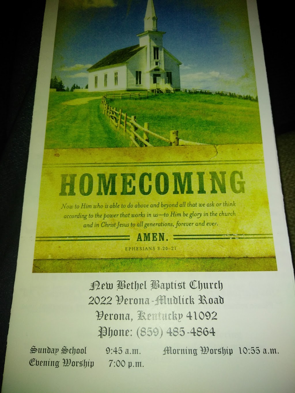 New Bethel Baptist Church | 2022 Verona-Mudlick Rd, Verona, KY 41092, USA | Phone: (859) 485-4864