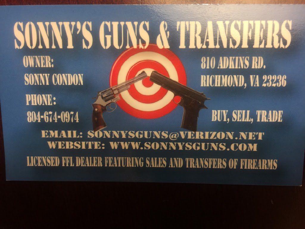 Sonnys Guns and Transfers | 810 Adkins Rd, Richmond, VA 23236, USA | Phone: (804) 674-0974