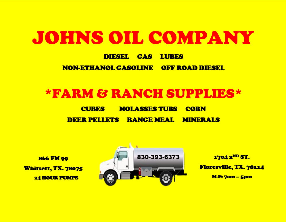 Johns Oil Co | 1704 2nd St, Floresville, TX 78114, USA | Phone: (830) 393-6373