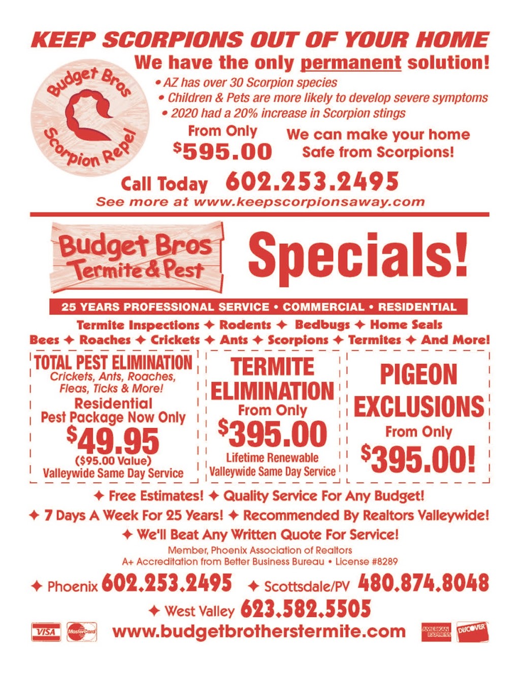 Budget Brothers Scorpion Repel | 23910 N 19th Ave Suite 36, Phoenix, AZ 85085, USA | Phone: (480) 513-0313