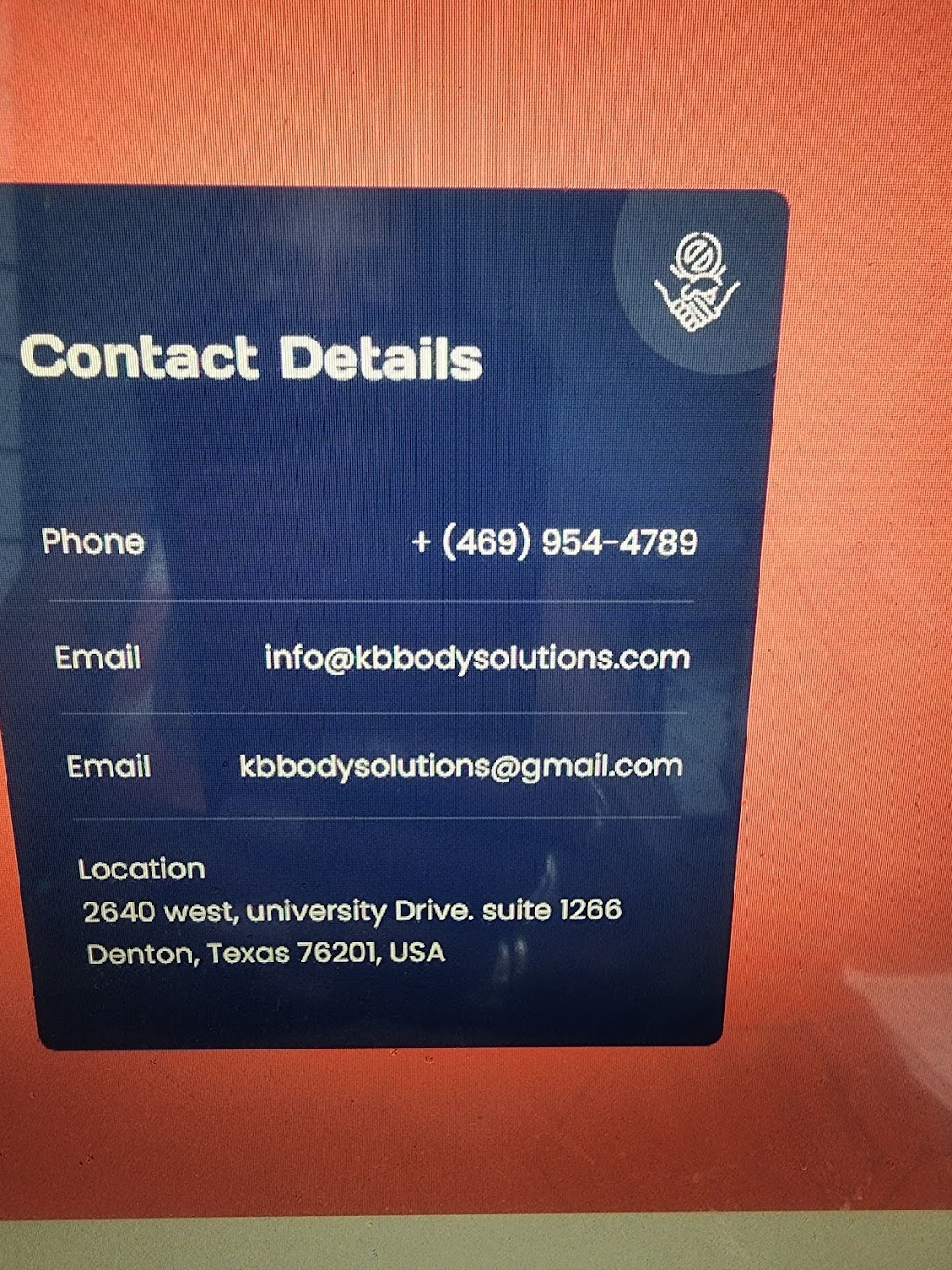 KB Body Solutions | 2640 W University Dr, Denton, TX 76201, USA | Phone: (469) 954-4789