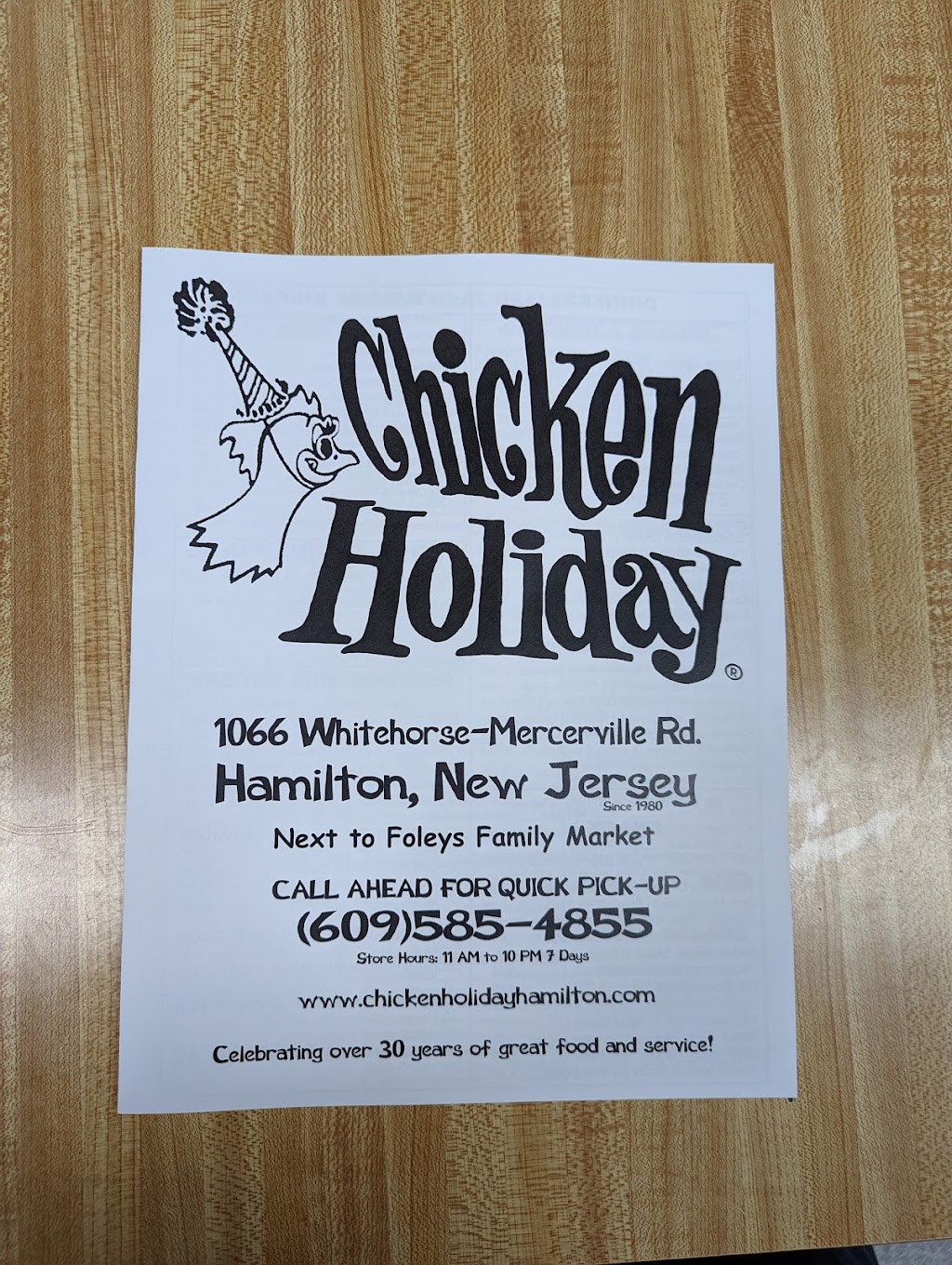 Chicken Holiday | 1066 White Horse Ave, Hamilton Township, NJ 08610, USA | Phone: (609) 585-4855