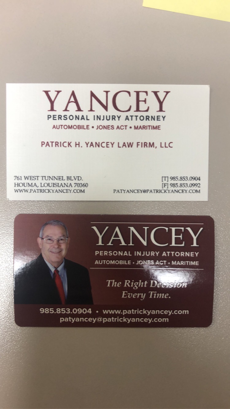 Patrick Yancey Law Firm | 761 W Tunnel Blvd C, Houma, LA 70360, USA | Phone: (985) 853-0904