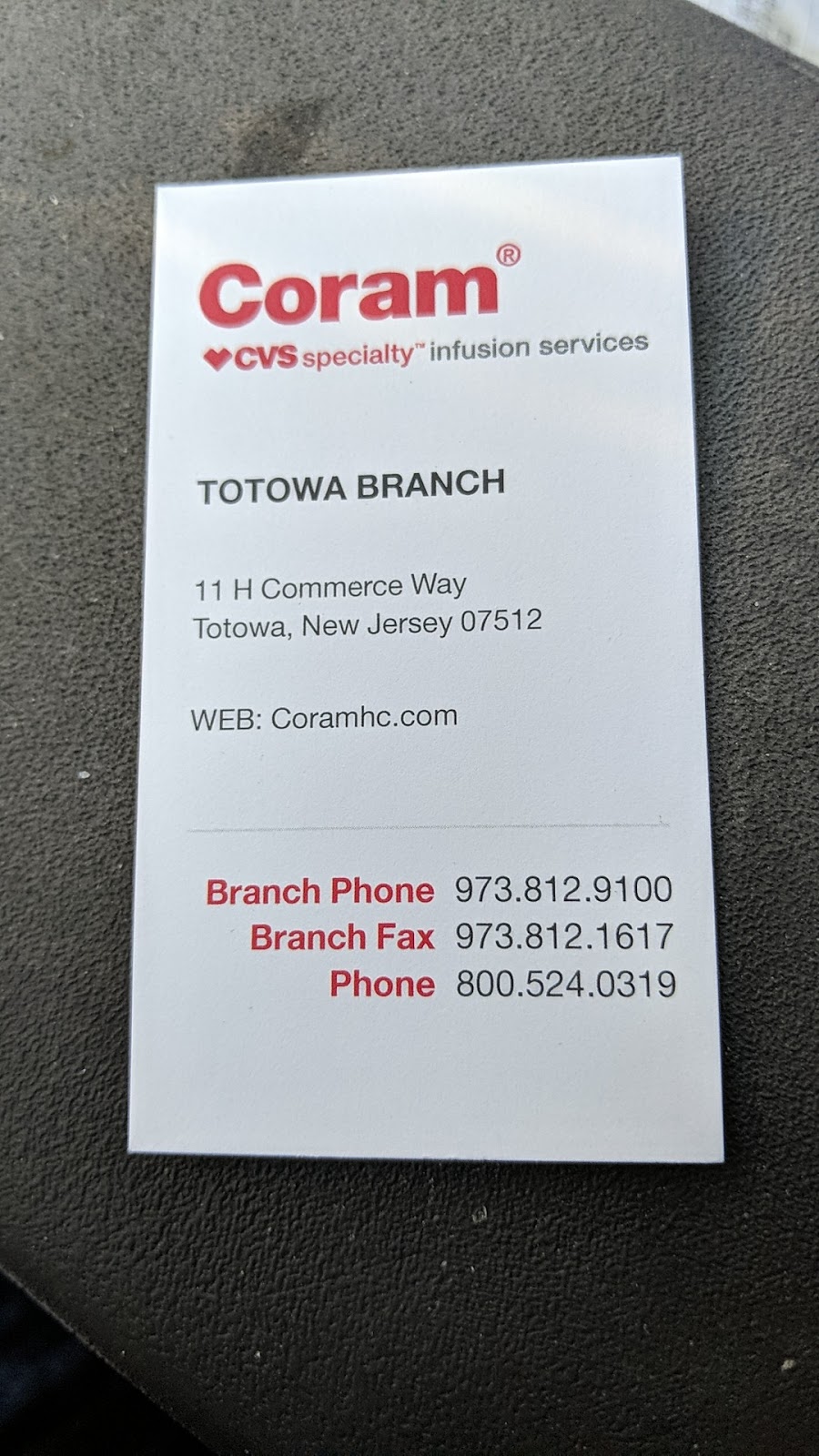 Coram Healthcare | 11 Commerce Way, Totowa, NJ 07512, USA | Phone: (973) 812-9100