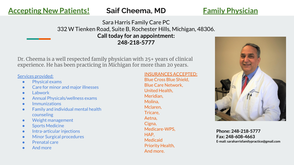 Saif U. Cheema, MD | 332 W Tienken Rd suite b, Rochester Hills, MI 48306, USA | Phone: (248) 218-5777