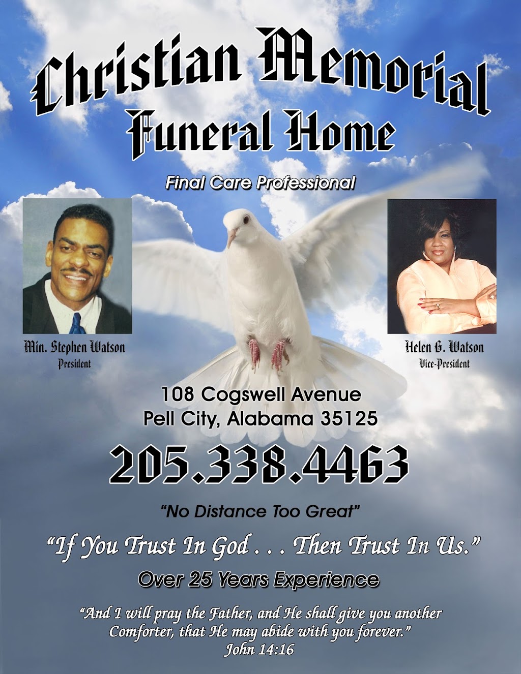 Christian Memorial Funeral Home | 108 Cogswell Ave, Pell City, AL 35125, USA | Phone: (205) 338-4463