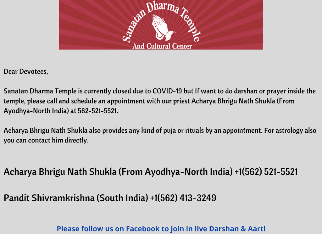 Acharya Bhrigu Nath Shukla (Indian Hindu Priest) | 15311 Pioneer Blvd, Norwalk, CA 90650 | Phone: (562) 521-5521