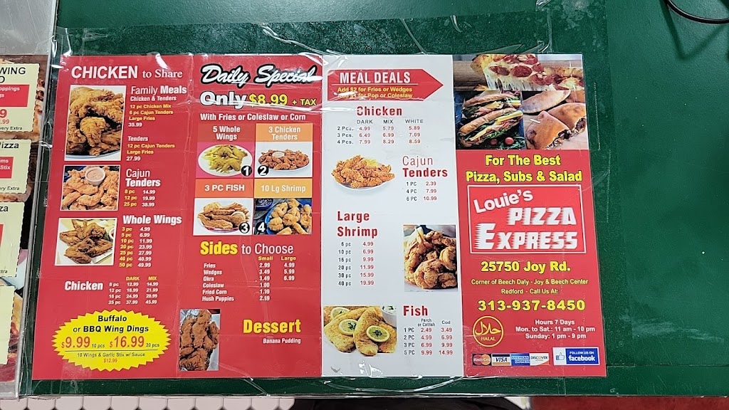 louies pizza express &Fry Chicken and fish | 25750 Joy Rd, Redford Charter Twp, MI 48239, USA | Phone: (313) 937-8450