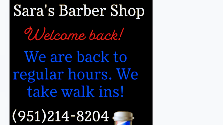 Saras barber shop | 22415 Barton Rd, Grand Terrace, CA 92313, USA | Phone: (951) 214-8204