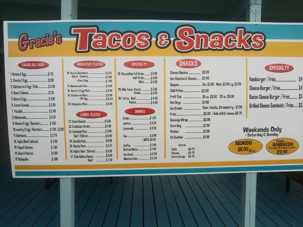 Gracies Tacos and Snacks | 19392 highway 281 south, 1408 Janet Gale St, San Antonio, TX 78221, USA | Phone: (210) 440-4508