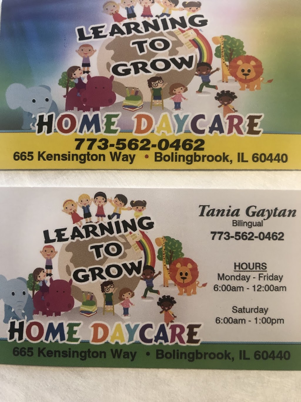 Learning To Grow Child Care Inc. | 665 Kensington Way, Bolingbrook, IL 60440, USA | Phone: (773) 562-0462