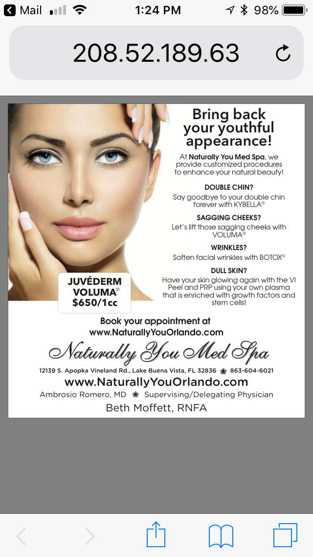 Naturally You Med Spa Orlando FL - Beth Moffett RNFA | 12139 S Apopka Vineland Rd, Orlando, FL 32836, USA | Phone: (863) 294-5859