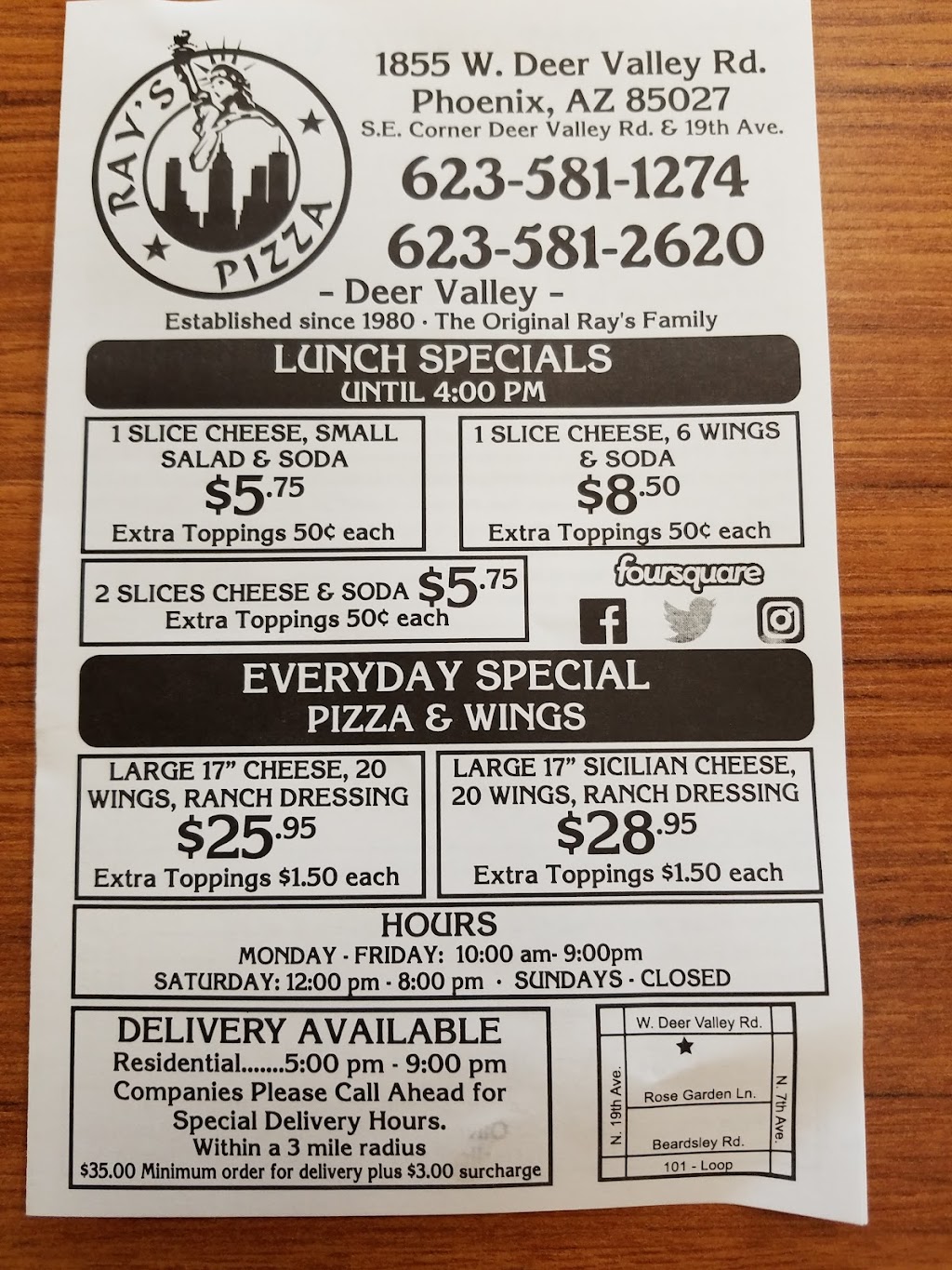 Rays Pizza | 1855 W Deer Valley Rd #103, Phoenix, AZ 85027, USA | Phone: (623) 581-1274