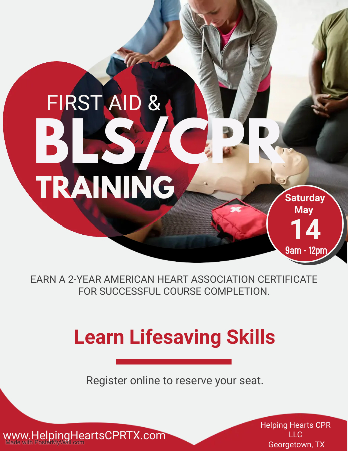 Helping Hearts CPR LLC | 1104 Terrace View Dr, Georgetown, TX 78628, USA | Phone: (512) 797-0401