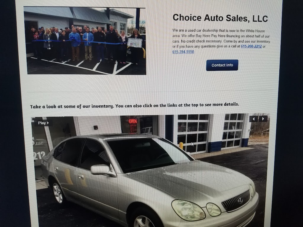 Choice Auto Sales LLC | 2836 US-31W, White House, TN 37188, USA | Phone: (615) 208-2212
