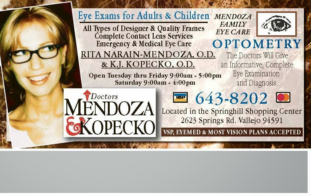 Mendoza Family Eye Care - Optometry | 2623 Springs Rd, Vallejo, CA 94591, USA | Phone: (707) 643-8202