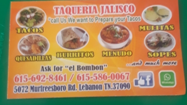 Taqueria jalisco | 37090, 5072 Murfreesboro Rd, Lebanon, TN 37090, USA | Phone: (615) 692-8461