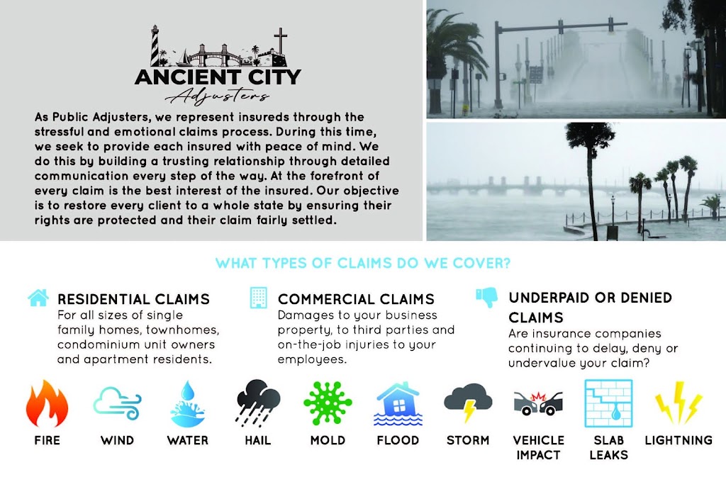 Ancient City Adjusters | 1554 Doehler Ave, St. Augustine, FL 32084, USA | Phone: (904) 344-3399