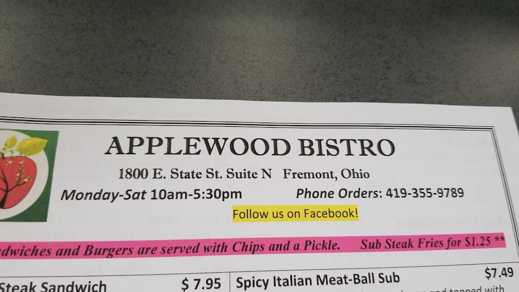 Applewood bistro | 1800 E State St suite n, Fremont, OH 43420, USA | Phone: (419) 355-9789