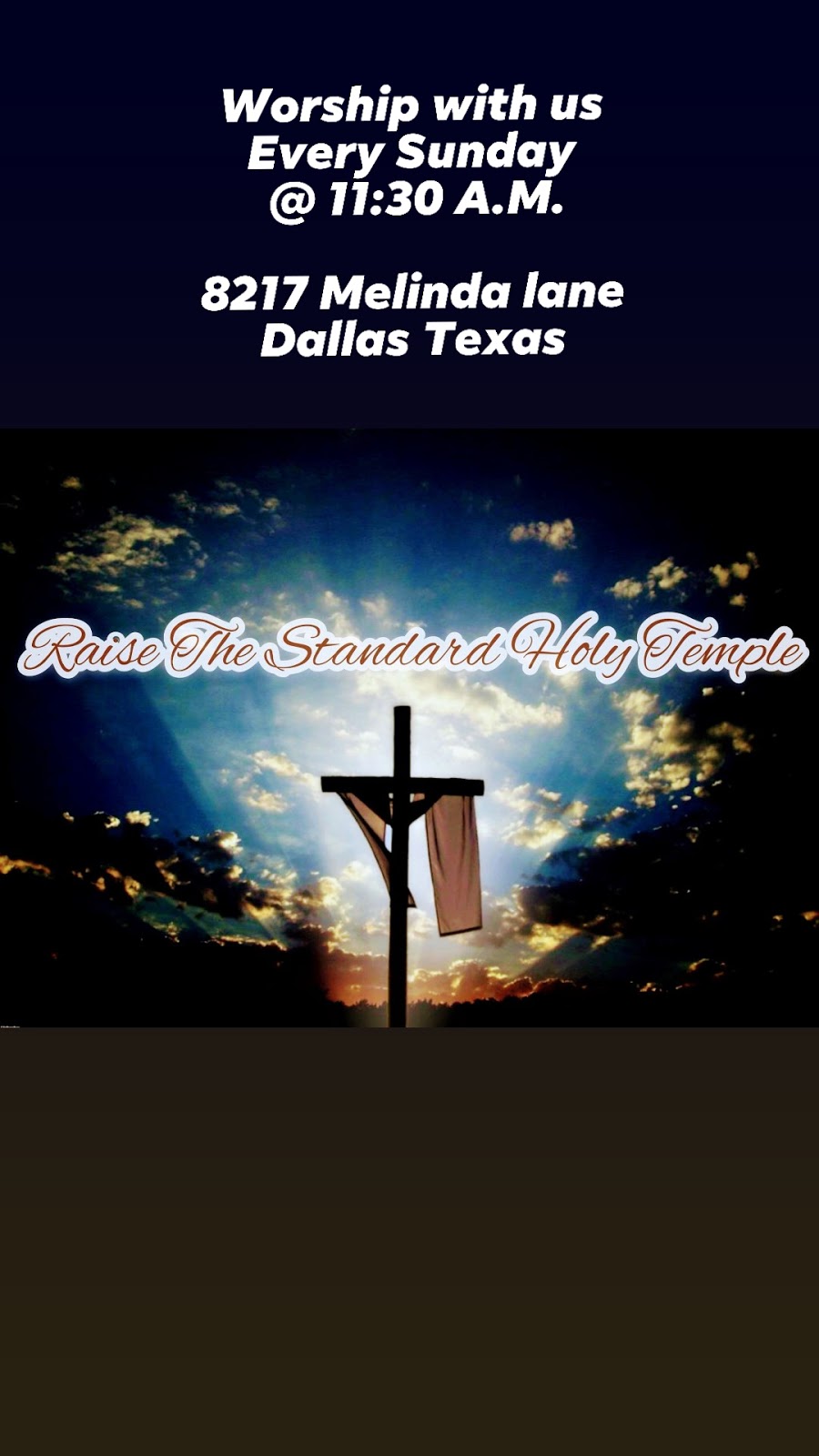 Raise the standard holy temple Cogic | 8217 Melinda Ln, Dallas, TX 75217, United States | Phone: (469) 670-0105