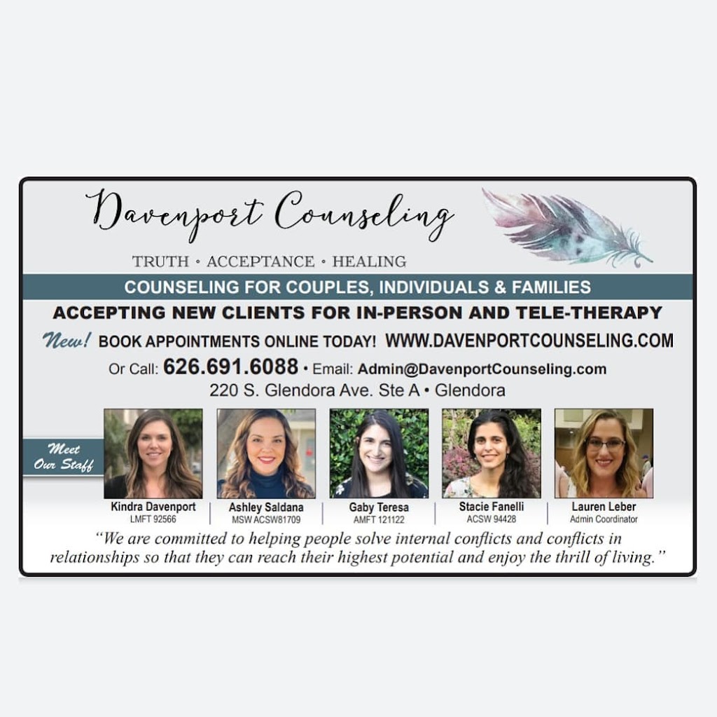 Davenport Counseling | 220 S Glendora Ave ste a, Glendora, CA 91741, USA | Phone: (951) 233-9917