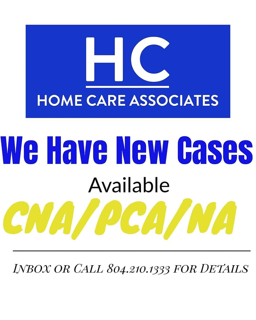 Home Care Associates LLC | 6834 Colemans Crossing Ave Suite E, Hayes, VA 23072, USA | Phone: (804) 210-1333