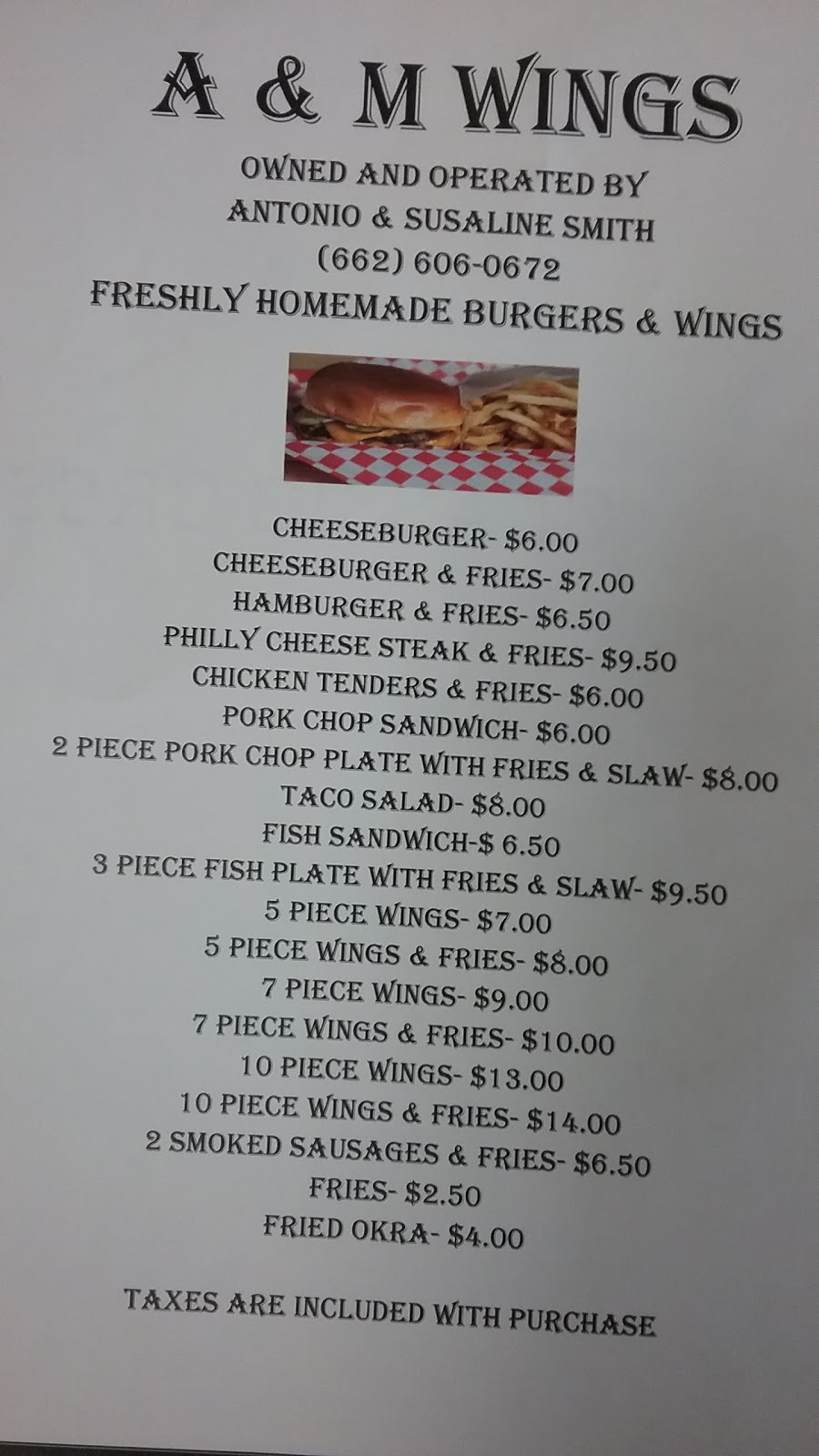 A&M HOMEMADE BURGERS AND WINGS | 2221 Old Hwy 61 N, Tunica, MS 38676, USA | Phone: (662) 606-0672