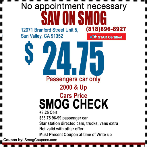SAV On Smog | 12071 Branford St #5, Sun Valley, CA 91352, USA | Phone: (818) 896-8927