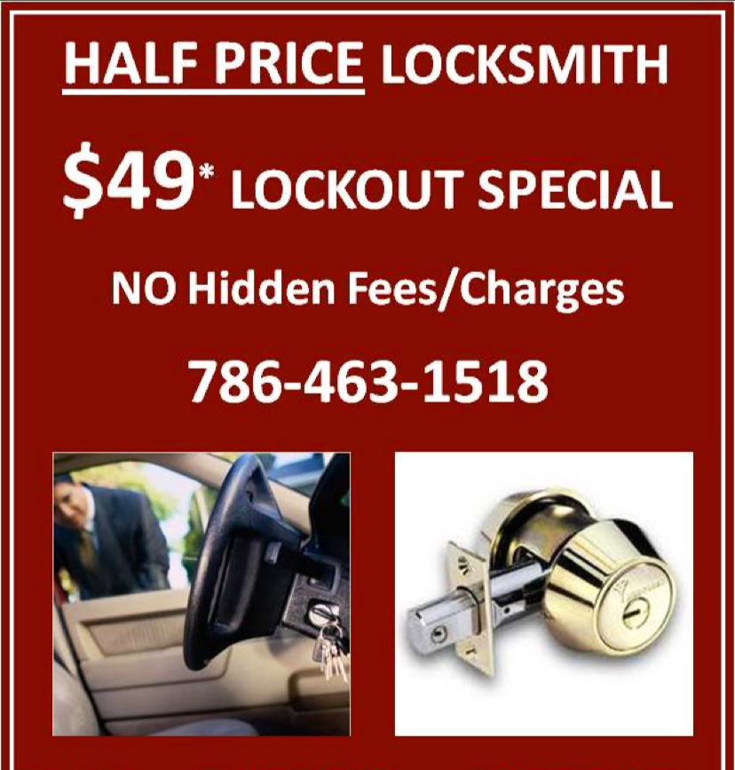 Half Price Locksmith-Hollywood FL | 3620 N Park Rd, Hollywood, FL 33021, USA | Phone: (754) 888-9470