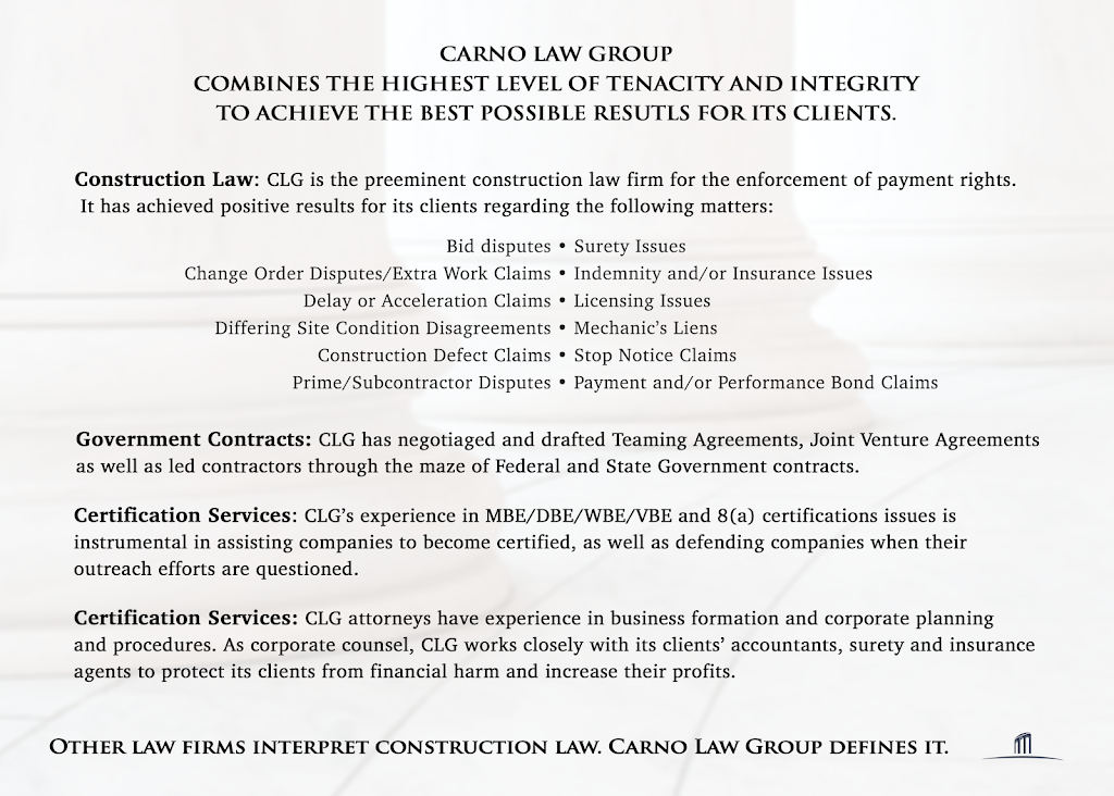Carno Law Group | 24031 El Toro Rd Ste 260, Laguna Hills, CA 92653, USA | Phone: (949) 540-0320