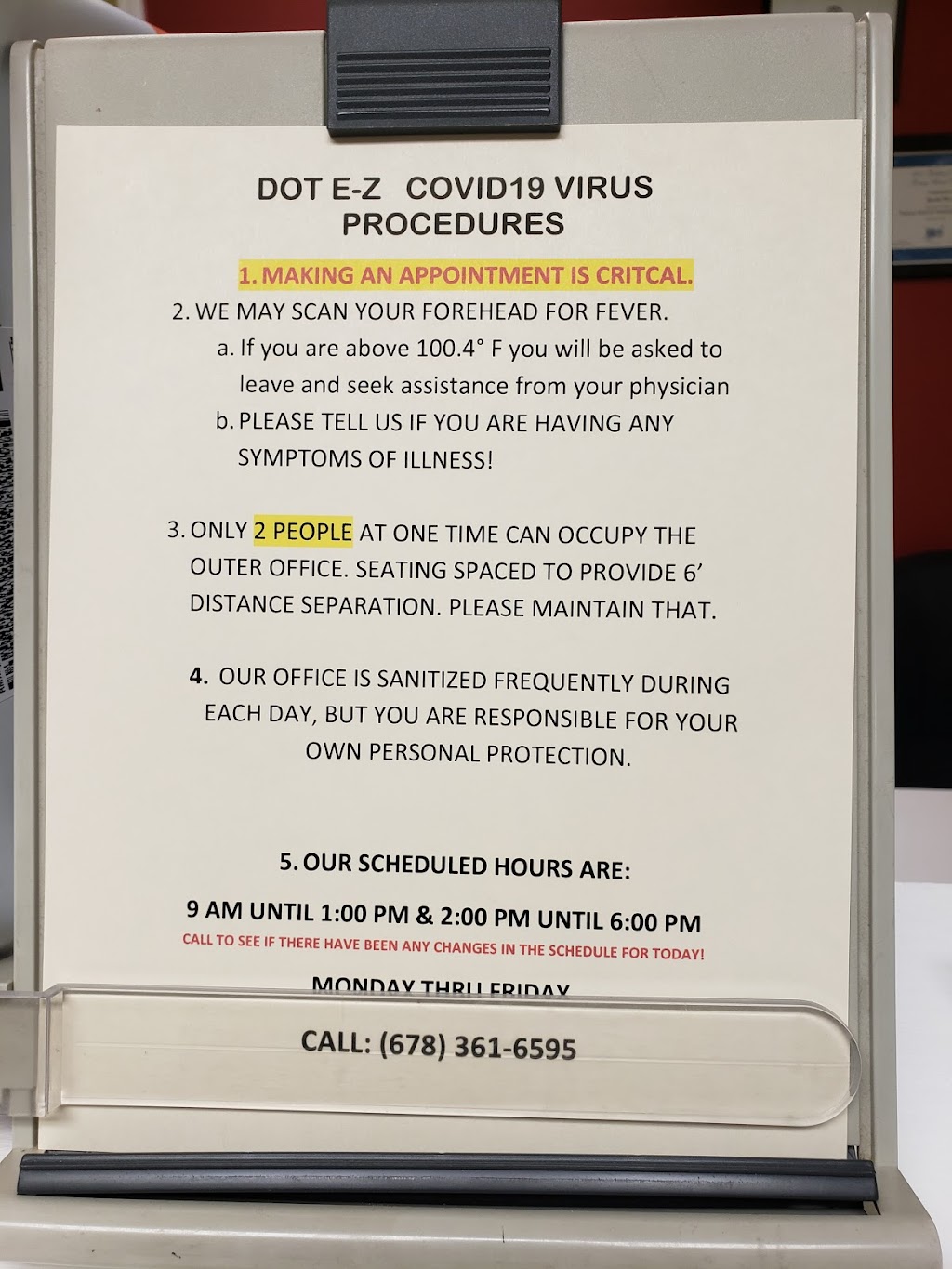 DOT E-Z | DOT E-Z Physical Exam - Drug Screens - Breath Alcohol -Low Cost, 3166 Cherokee St NW #102-D, Kennesaw, GA 30144, USA | Phone: (770) 635-7015