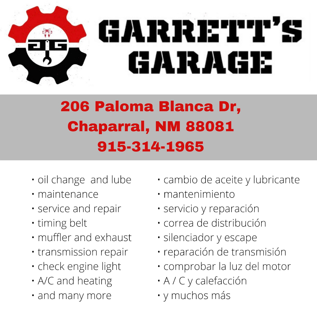 Garretts Garage | 206 Paloma Blanca Dr, Chaparral, NM 88081, USA | Phone: (915) 314-1965