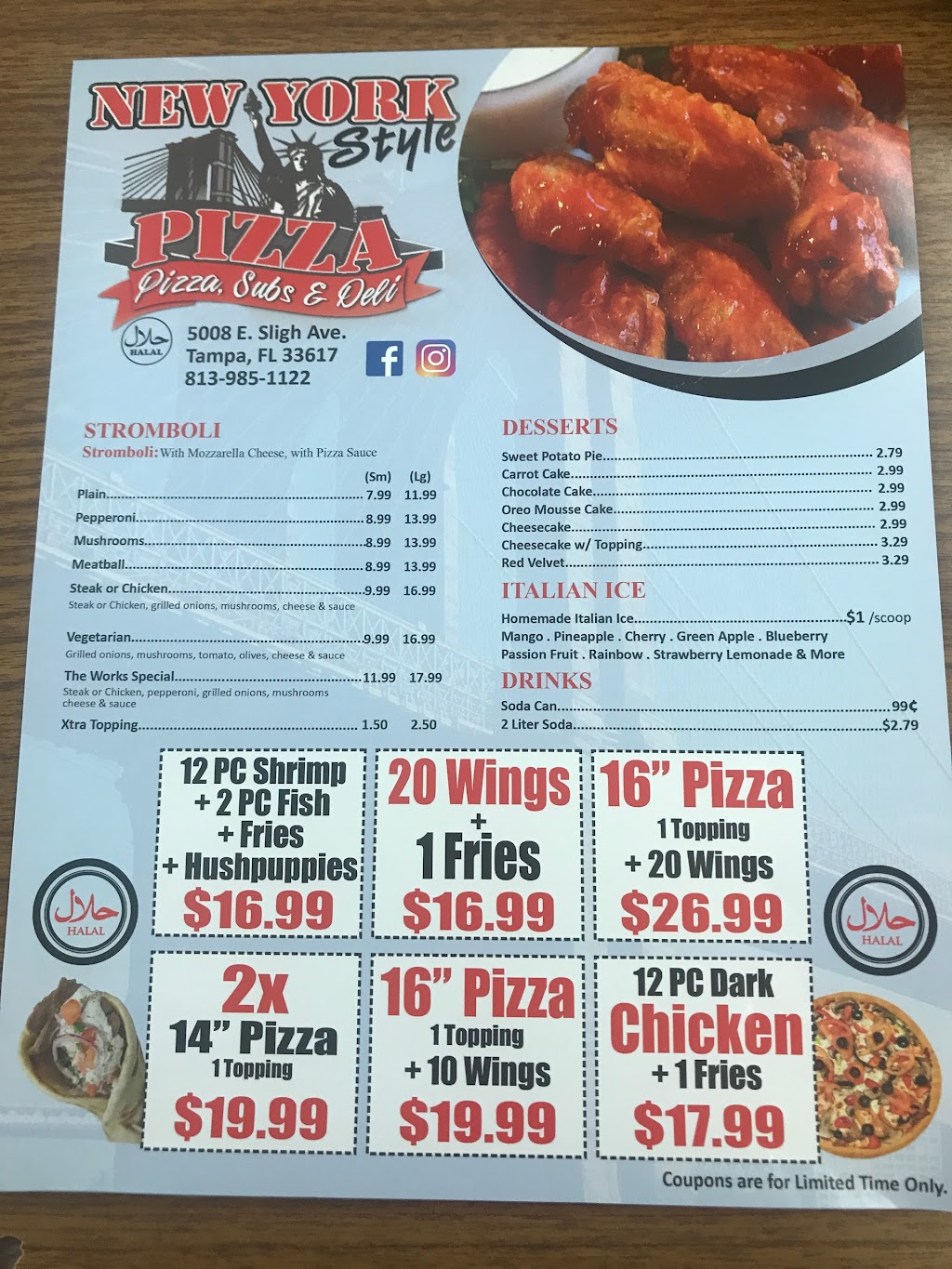 New York Style Pizza | 5008 E Sligh Ave, Tampa, FL 33617, USA | Phone: (813) 985-1122