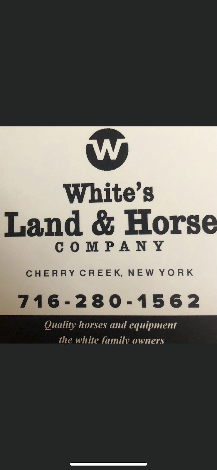 Whites Land and Horse Company | 761 Southside Ave, Cherry Creek, NY 14723, USA | Phone: (716) 280-1562