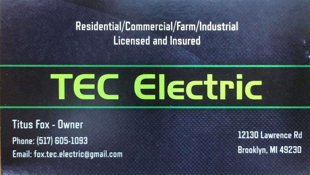 TEC Electric, LLC | 12130 Lawrence Rd, Brooklyn, MI 49230, USA | Phone: (517) 605-1093